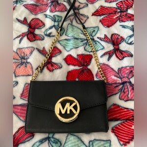 Michael Kors Black Clutch with Gold Accents